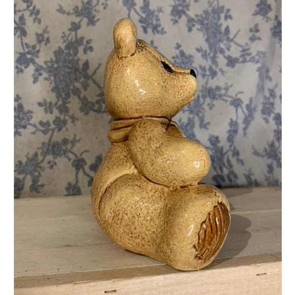 VTG Kiddie-Lites Teddy Bear Han Painted Ceramic Piggy Bank - Picture 4 of 7